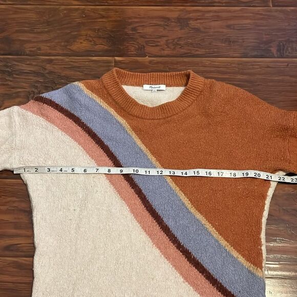 Madewell Brown Stripe Multi Color Pullover Sweater Casual Boho Modern - Picture 5 of 9